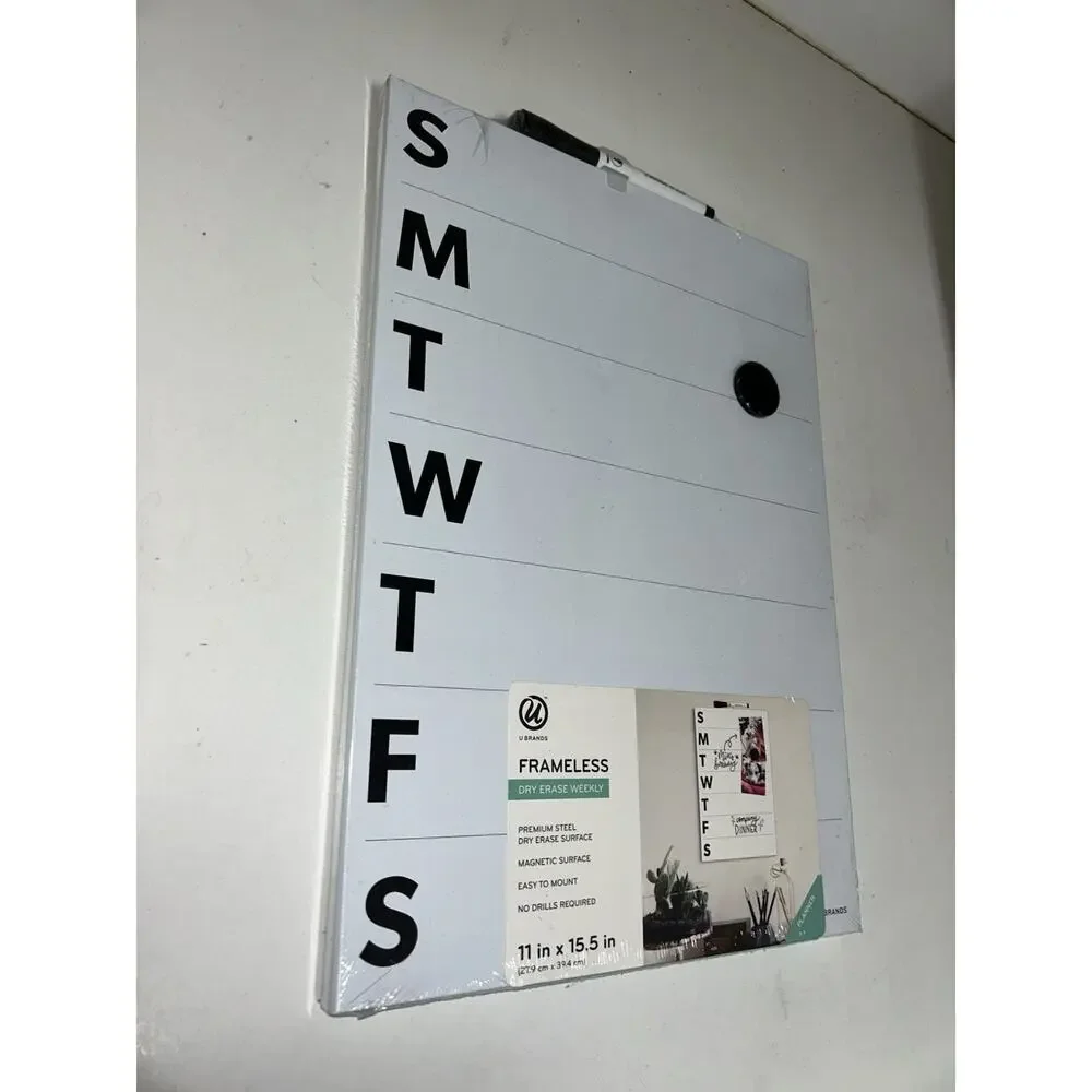 U Brands Frameless Dry Erase Board Weekly 11 in x 15.5 in - NEW